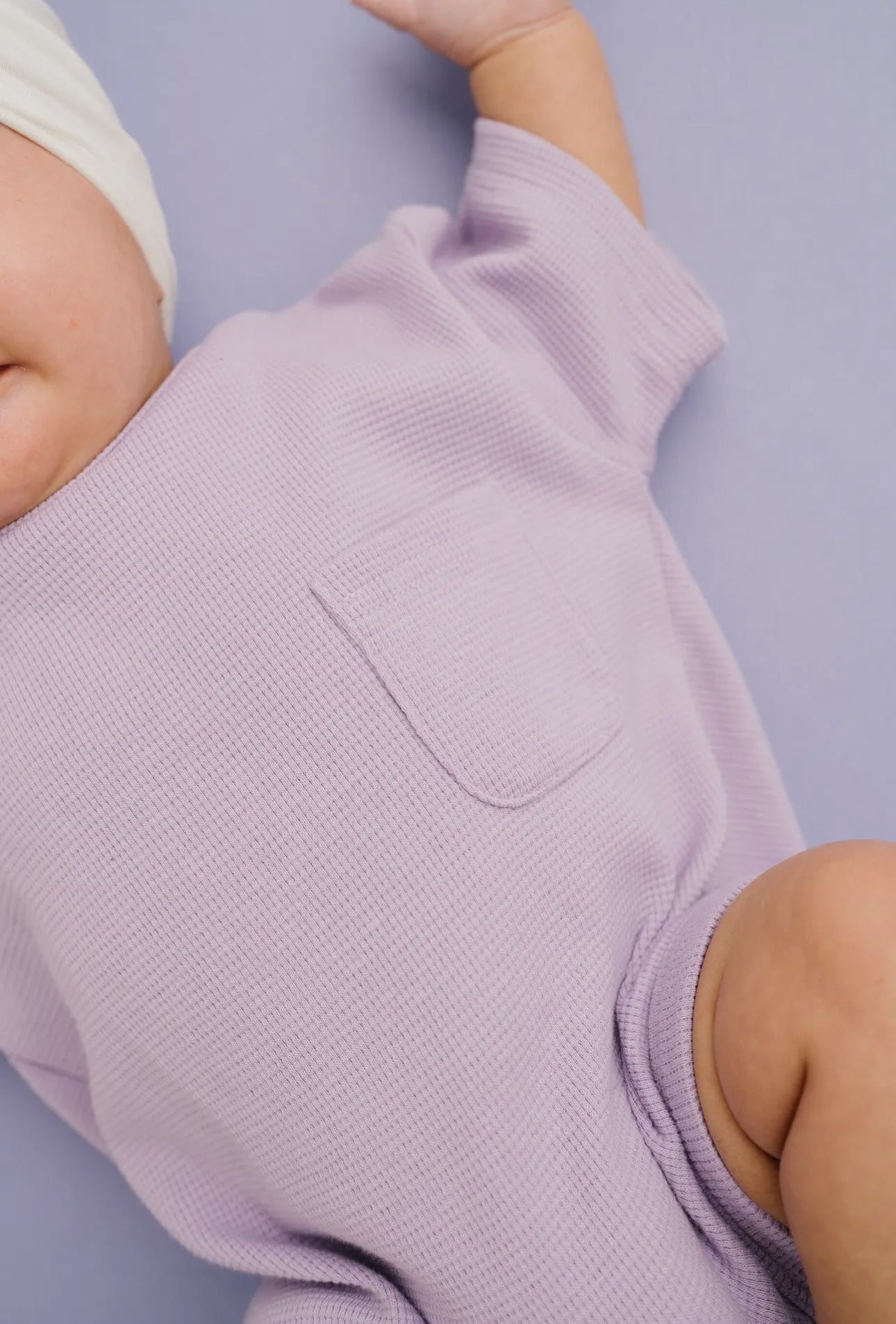 Waffle Pocket Romper - Lilac