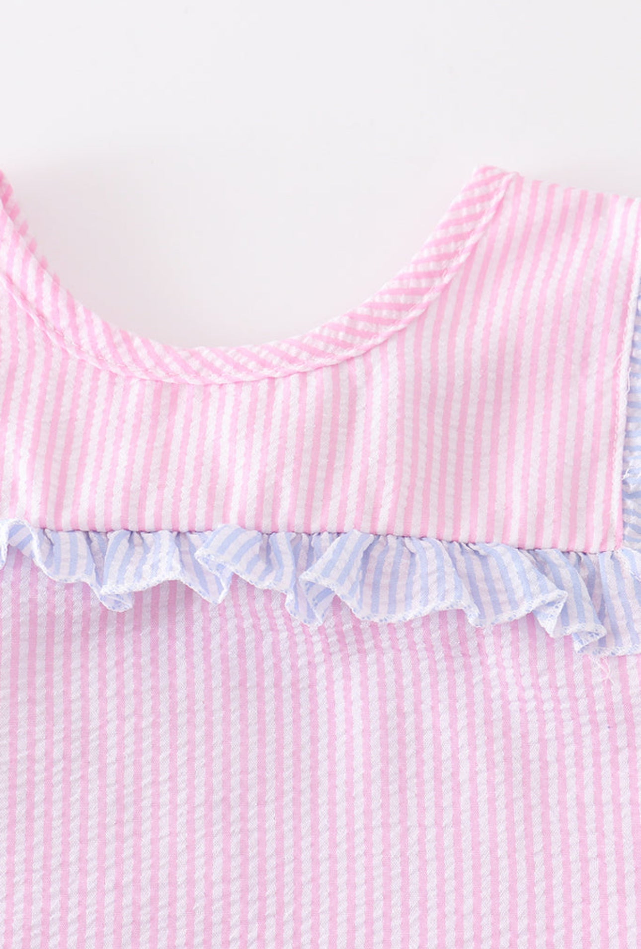 Girls Pink Stripe Seersucker Shorts Set