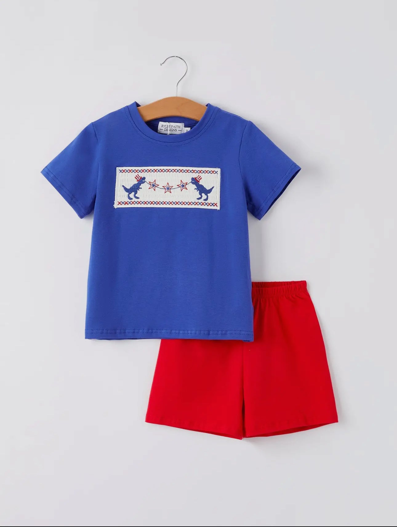 Fourth of July Dino Shorts Set