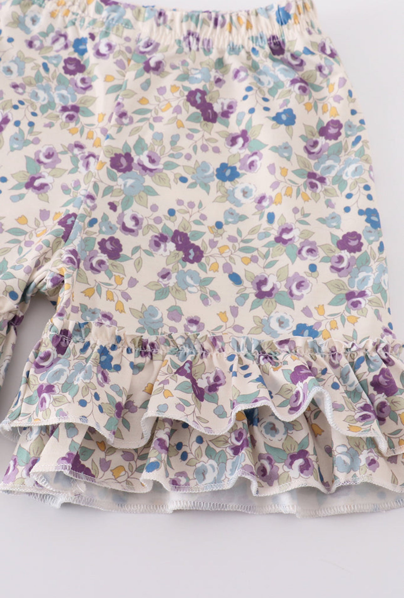 Floral Print Pig Girls Shorts Set