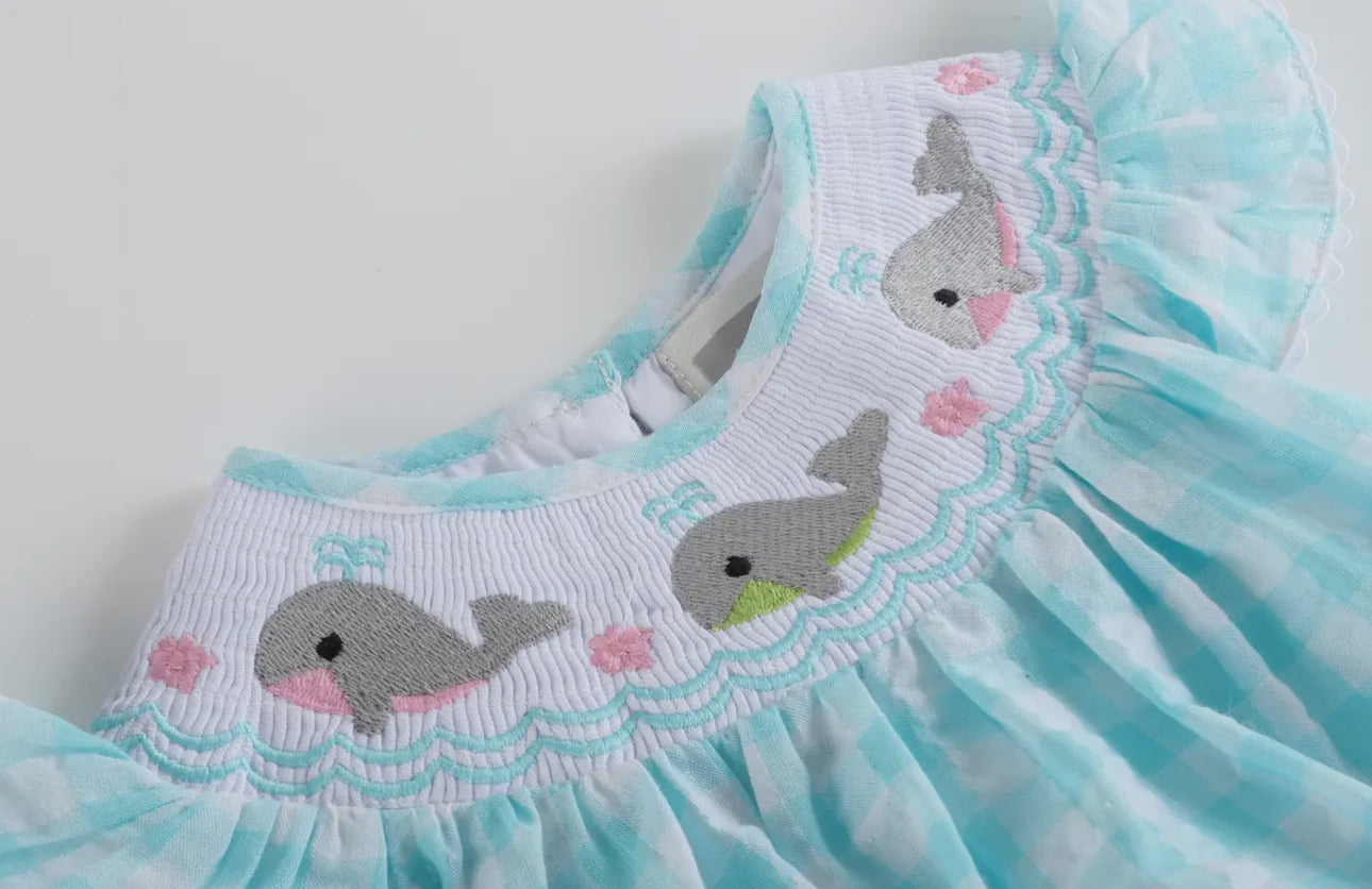 Girls Smocked Whale Bubble