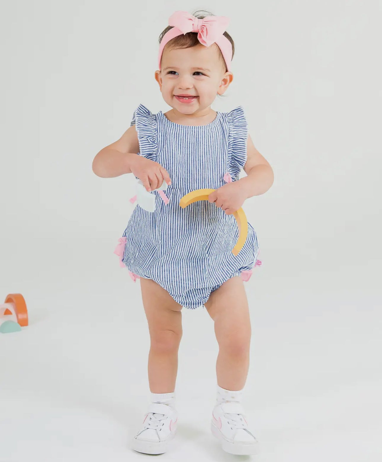 Baby Girls Classic Seersucker Ruffle Bubble