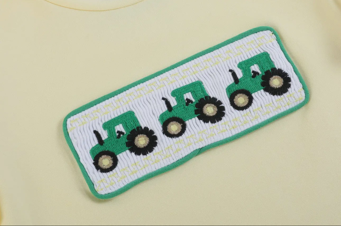 Tractor Smocked Shorts Set