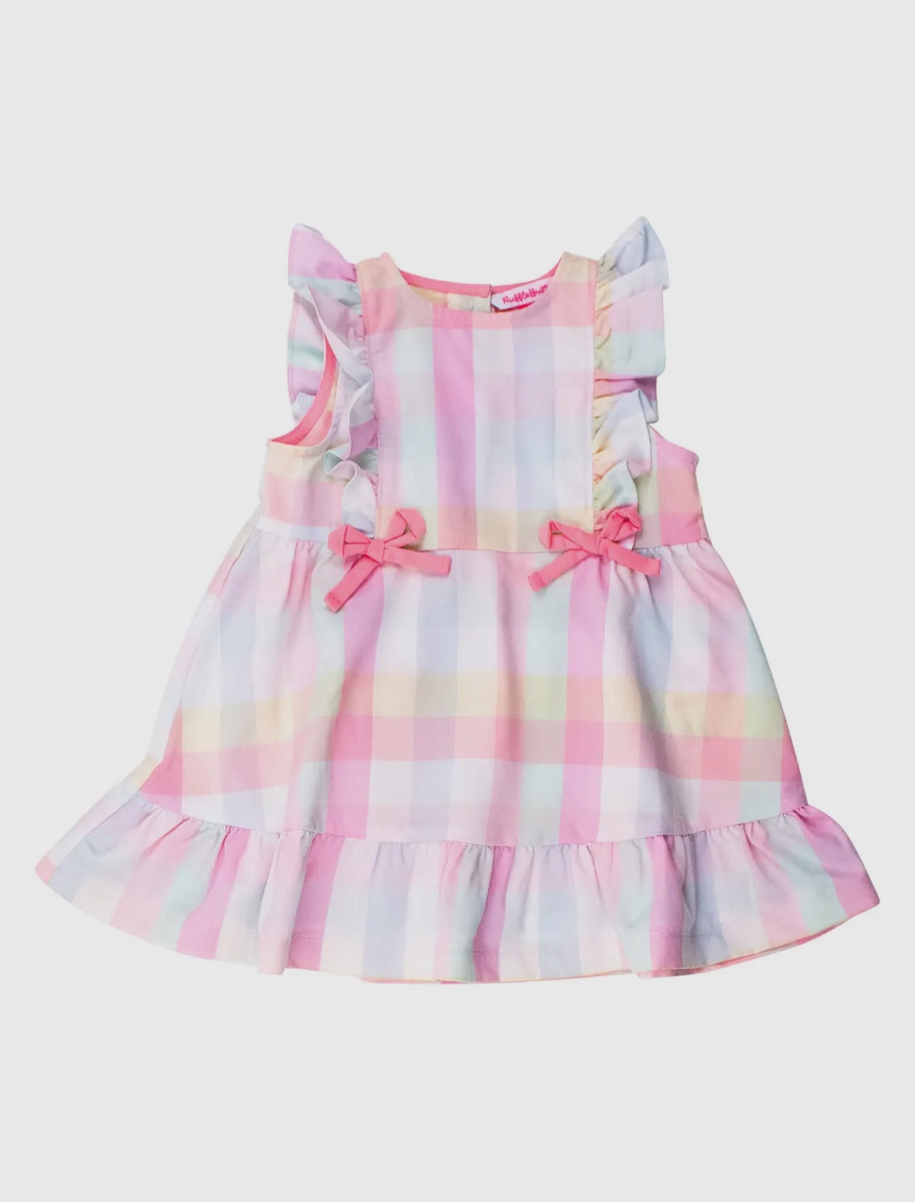 Girls Picnic Plaid Sleeveless Bow Dress