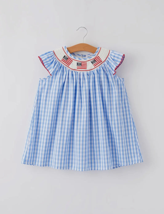 Fourth of July Smocked Flag Dress