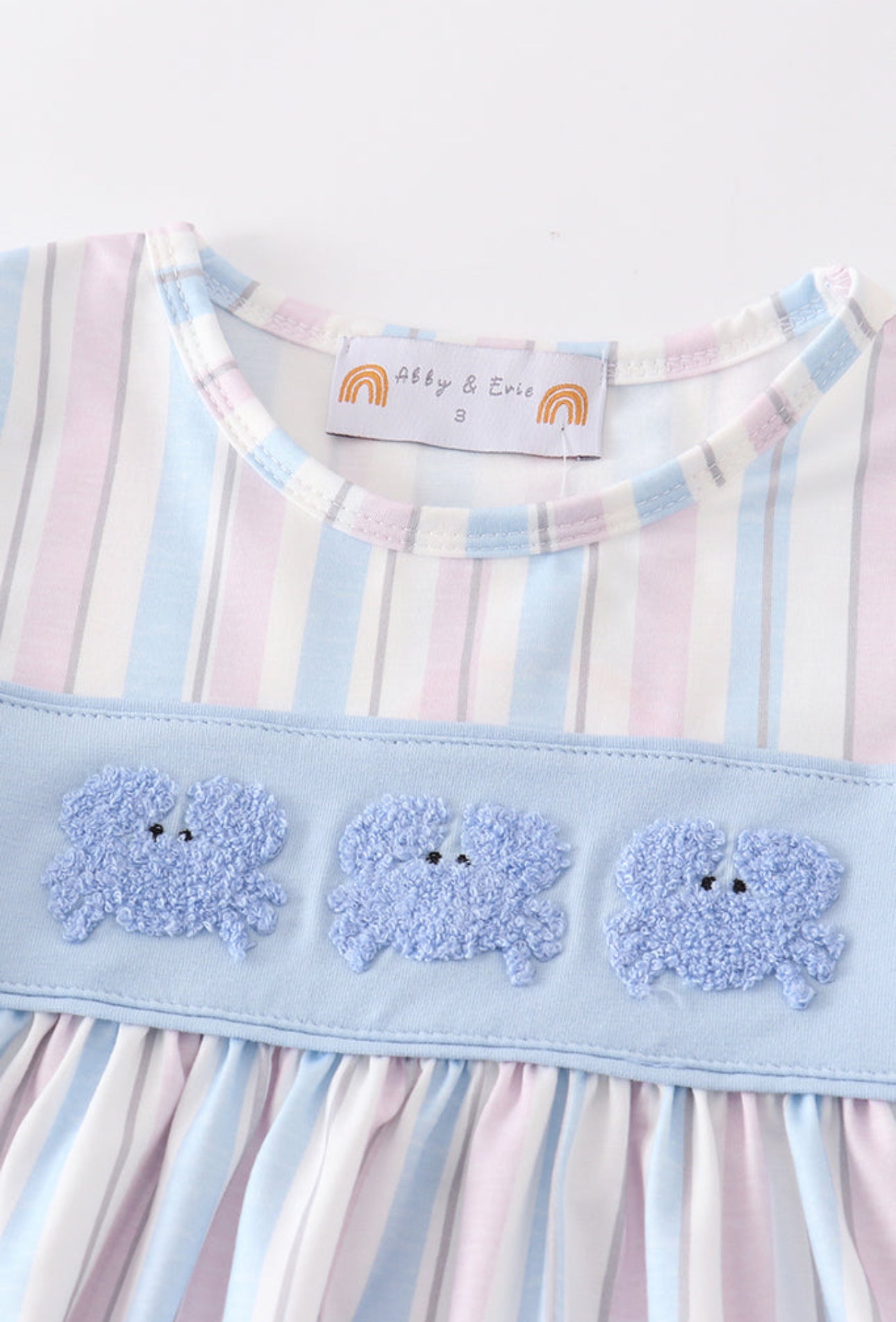 Crab French Knot Stripe Girls Set