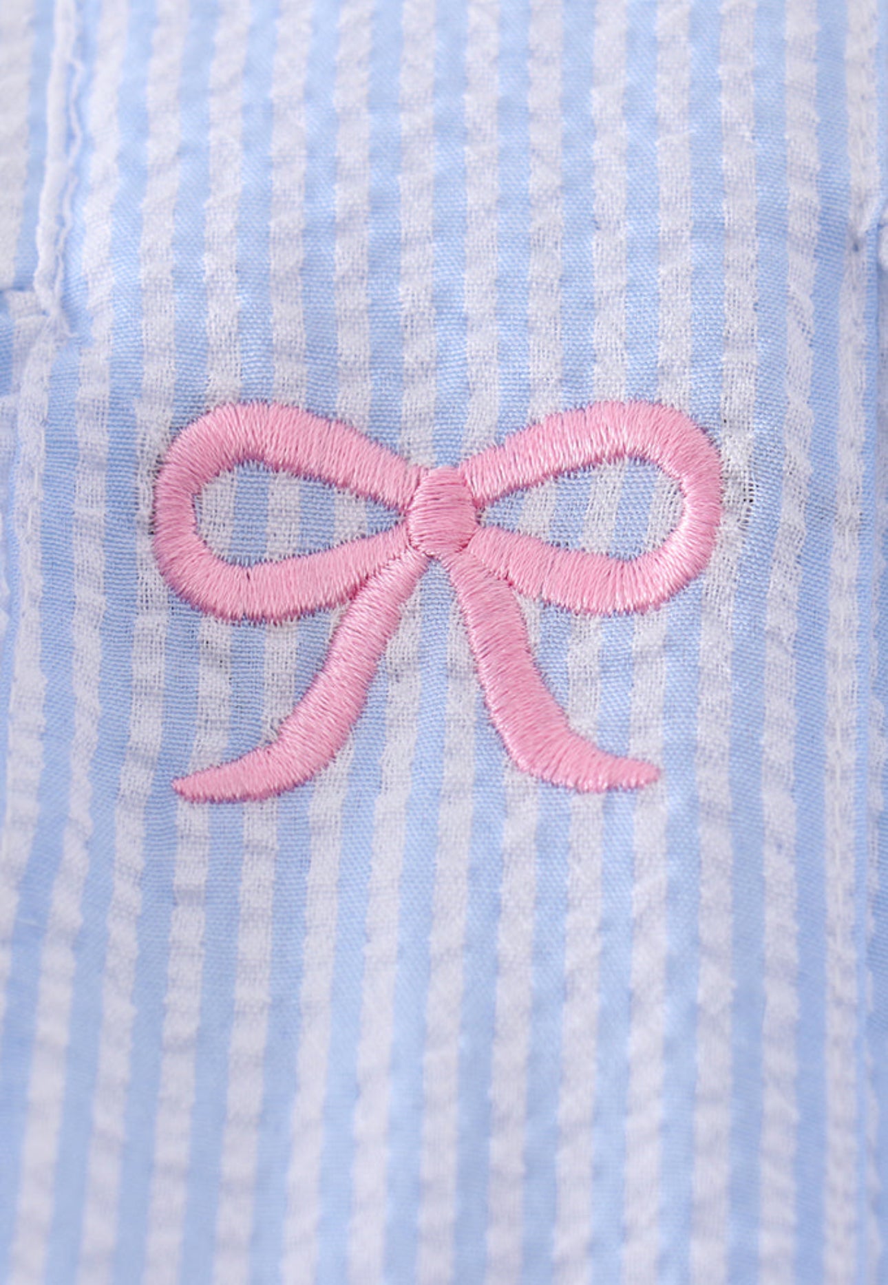 Blue Striped Seersucker Bow Set