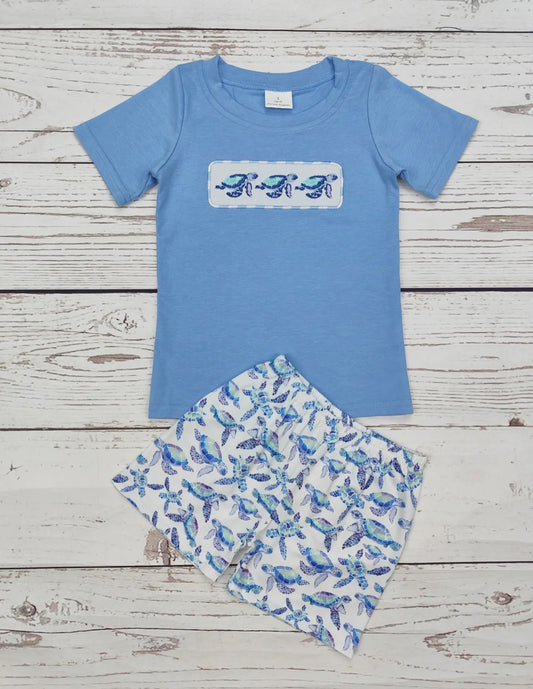 Boys Sea Turtle Shorts Set