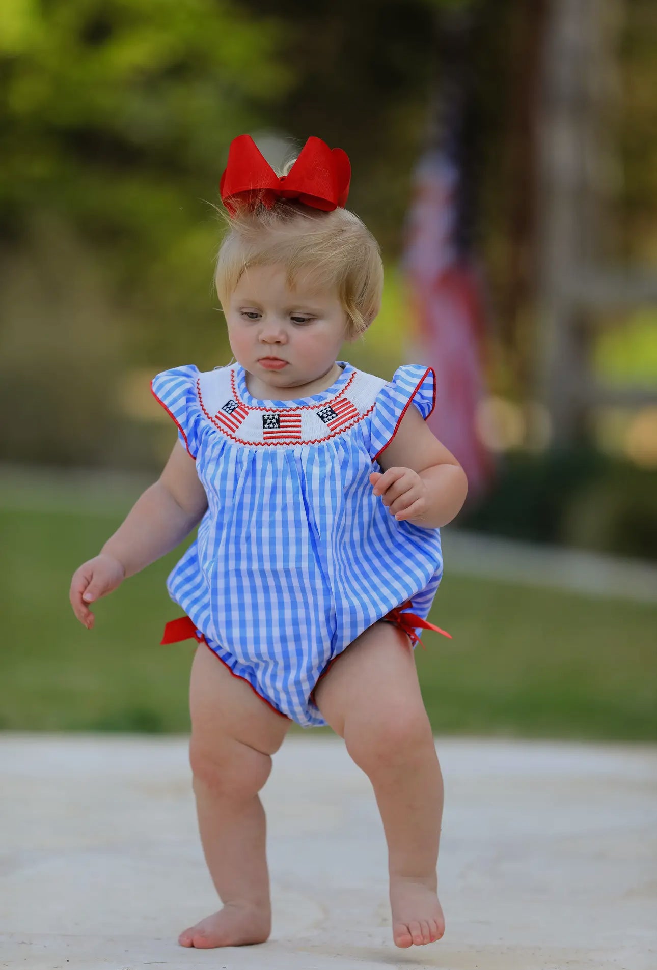 Fourth of July Smocked Flag Bubble