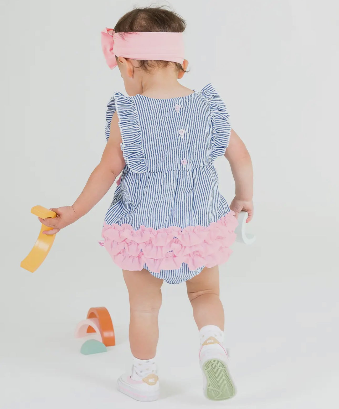 Baby Girls Classic Seersucker Ruffle Bubble