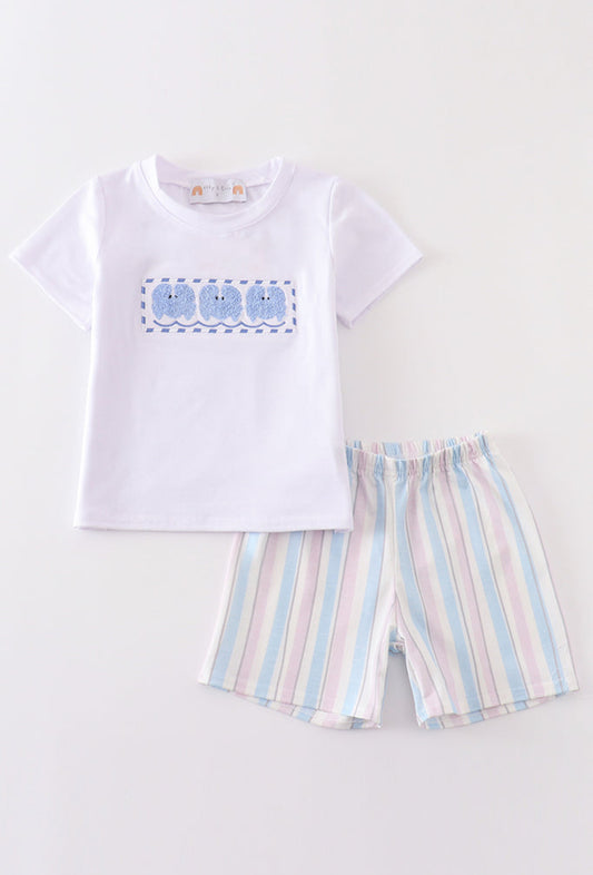 Crab French Knot Boys Shorts Set
