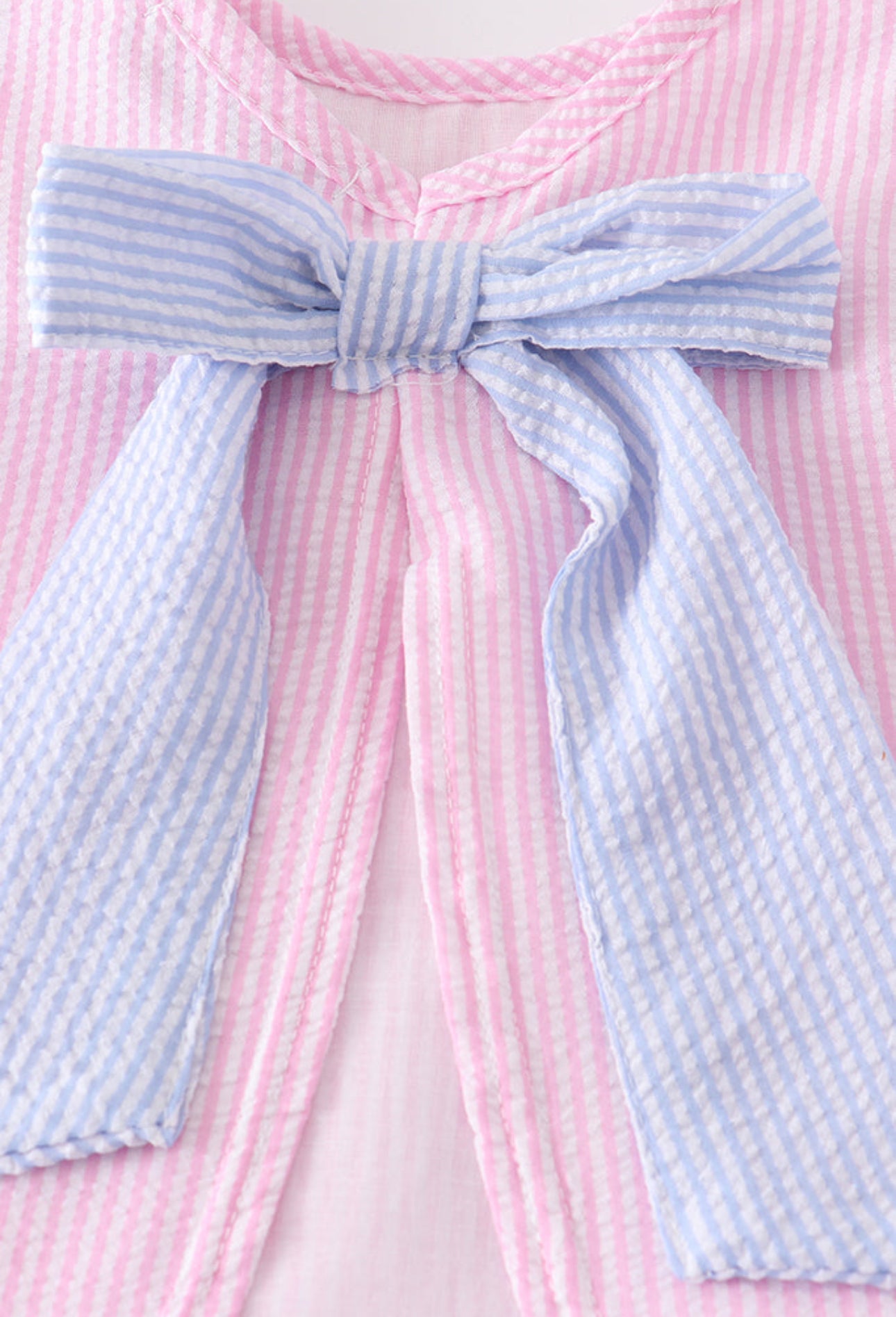 Girls Pink Stripe Seersucker Shorts Set
